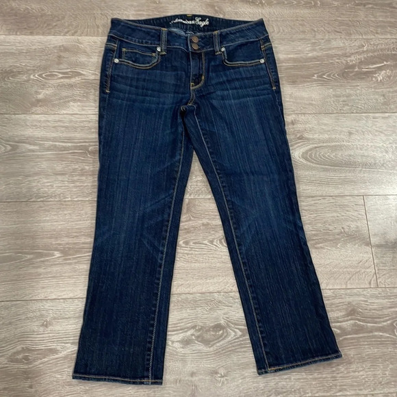 American Eagle Stretch Artist Crop Dark Wash Denim Jeans 6 - Picture 7 of 15